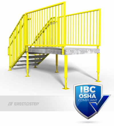 OSHA Yellow, Portable Stairs, Adjustable Legs, Direct Entry, IBC Compliant