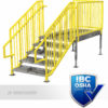 OSHA Yellow, Portable Stairs, Adjustable Legs, Left Entry, IBC Complaint