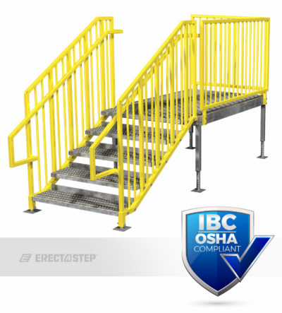 OSHA Yellow, Portable Stairs, Adjustable Legs, Left Entry, IBC Complaint