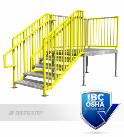 OSHA Yellow, Portable Stairs, Adjustable Legs, Right Entry, IBC Complaint